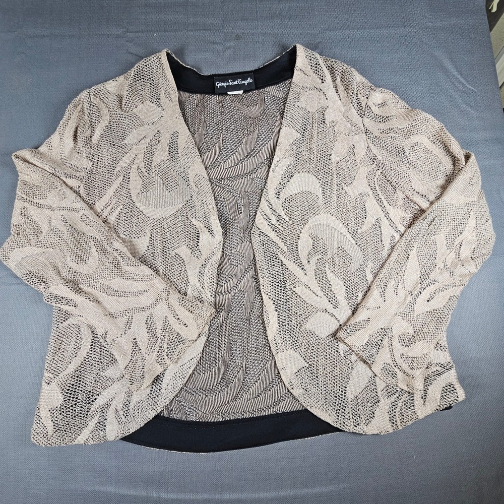 Giorgio Sant'Angelo Lace Open Front Jacket‎ Beige Floral Overlay 13/14
VTG